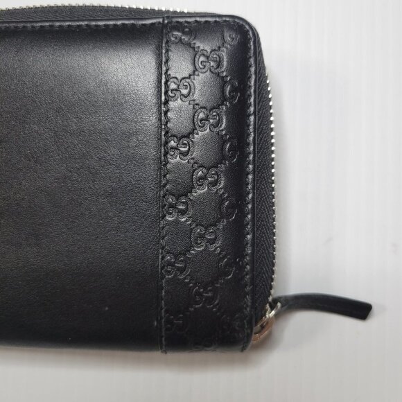 GUCCI  embossed leather logo zip around long wallet black - Picture 4 of 15